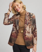 Graphite Gray Artisanal Print Ponte Blazer