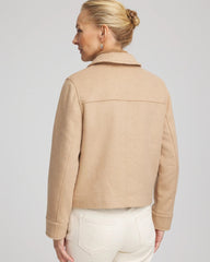 Light Taupe Heather Embroidered Wool Chore Jacket