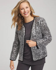 Serene Gray Travelers™ Collection Refined Sequins Netted Jacket