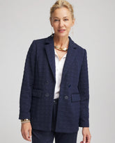 Passport Blue Textured Single-Breasted Knit Blazer