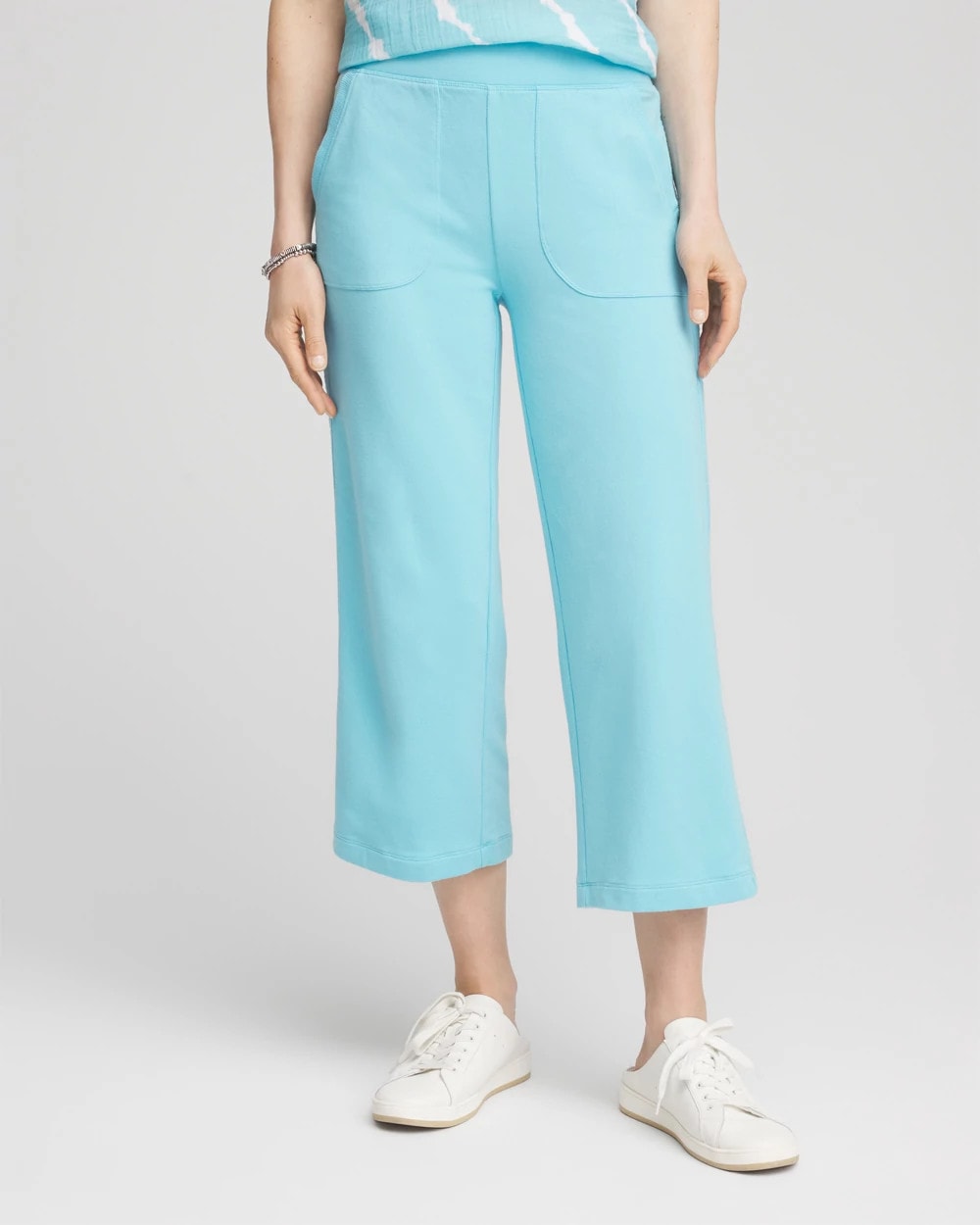 Paradiso Blue Zenergy® French Terry Gauze-Inset Cropped Pants