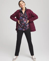 Deep Chianti Zenergy® UPF Floral Half-Zip Pullover Top