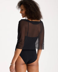 Black Gottex Yuri Flower Mesh One Piece Swimsuit