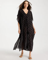 Black/Neutral Printed Kaftan Swim Cover-Up