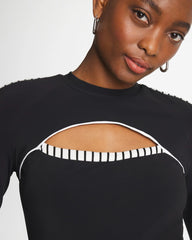 Black/White Gottex Coco Long Sleeve One Piece