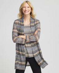 Canyon Blue Travelers™ Knit Chevron Open-Front Cardigan