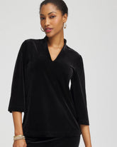 Travelers Black Travelers™ Velvet V-Neck Kimono Sleeve Top