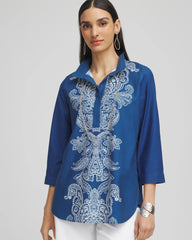 Seaport No Iron™ Paisley Buttonback Tunic
