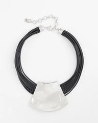 Black/Silver Pendant Bib Necklace