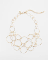 Gold Short Goldtone Multi-Strand Link Necklace