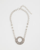 Silver Sparkling Silvertone Circle Pendant Necklace