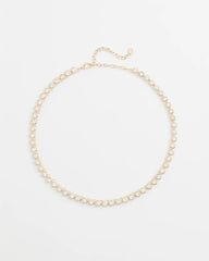 Gold Goldtone Tennis Necklace