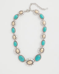 Turquoise Turquoise Mixed Metal Collar Necklace