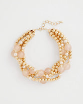 Pink Gold Pink Chunky Beaded Necklace