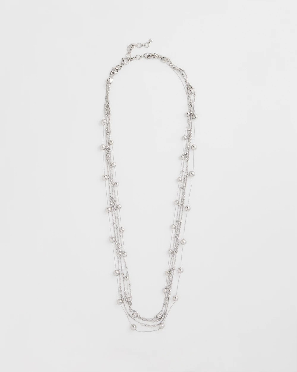 Silver Multistrand Beaded Silvertone Necklace