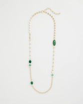 Green Green Accent Long Single Strand Necklace