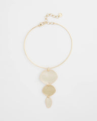 White/Gold Linear Reversible Pendant Necklace