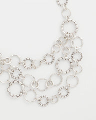 Silver Silver Multistrand Bib Necklace
