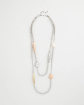 Mixed Metals Copper and Silver Double Strand Necklace