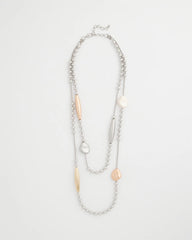 Mixed Metals Copper and Silver Double Strand Necklace