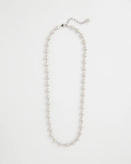 Silver Silver Bead Long Single Strand Necklace