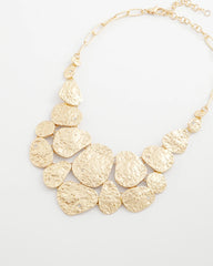 Gold Molten Goldtone Bib Necklace