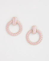 Pink Pink Twist Drop Hoop Earrings