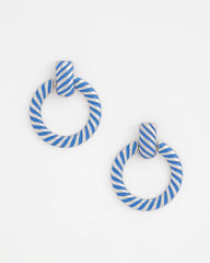 Blue Blue Twist Drop Hoop Earrings