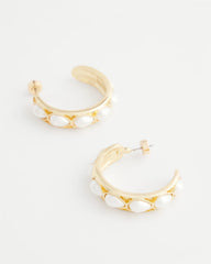 Pearl No Droop® Faux Pearl Hoop Earrings
