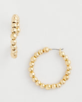 Gold No Droop® Golden Beaded Hoop Earrings