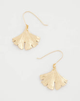Gold Ginkgo Leaf Fishwire Earrings