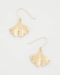 Gold Ginkgo Leaf Fishwire Earrings