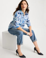 Bondi Blue Cotton Voile Collared Beach Shirt