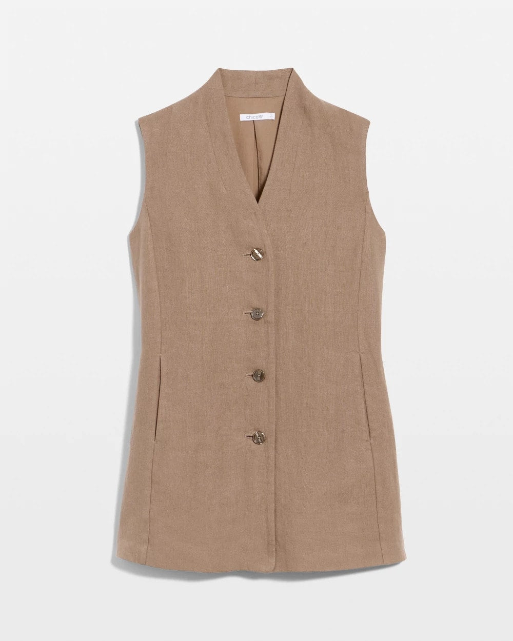 Topaz Smoke Long Linen Sleeveless Vest
