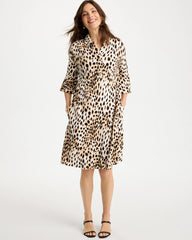 Chocolate Fondant Ponte Knit Flounce Sleeve Dress