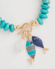 Turquoise Turquoise Stone Toggle Charm Bracelet