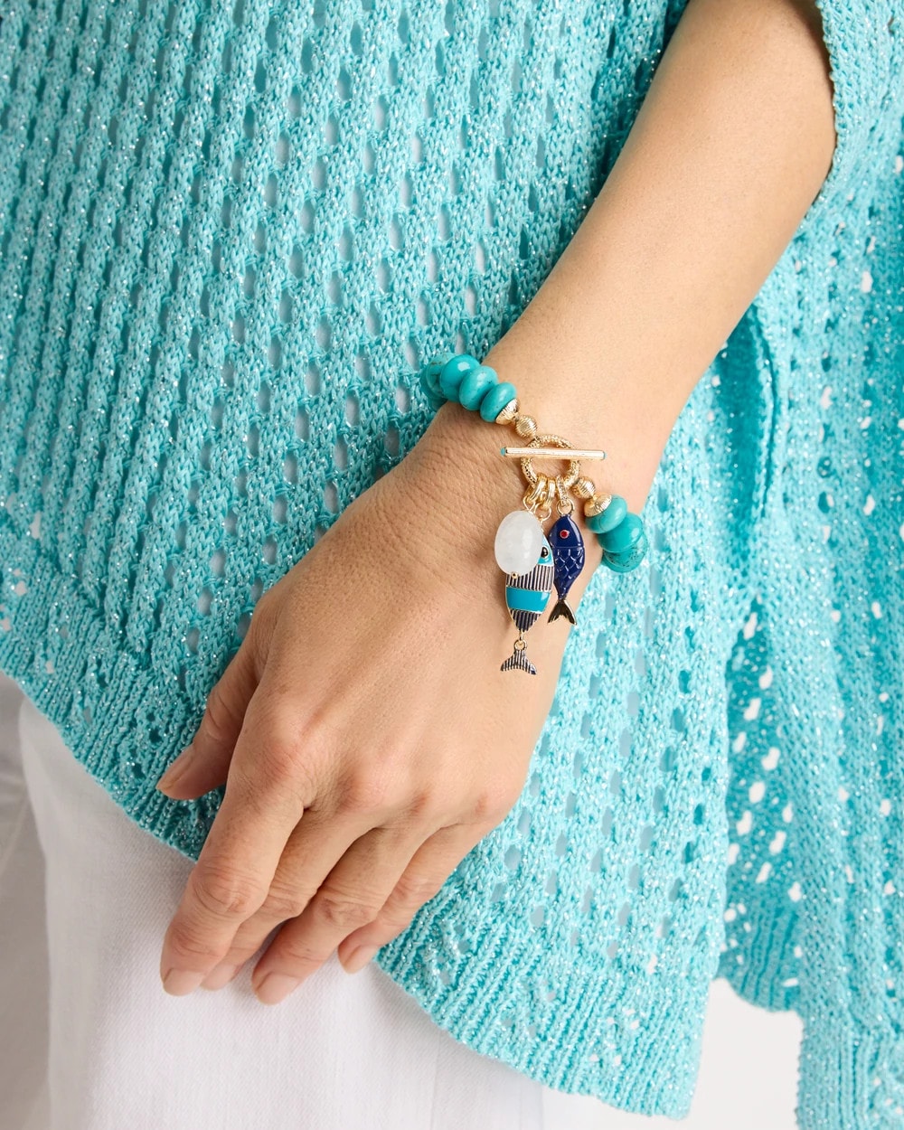 Turquoise Turquoise Stone Toggle Charm Bracelet