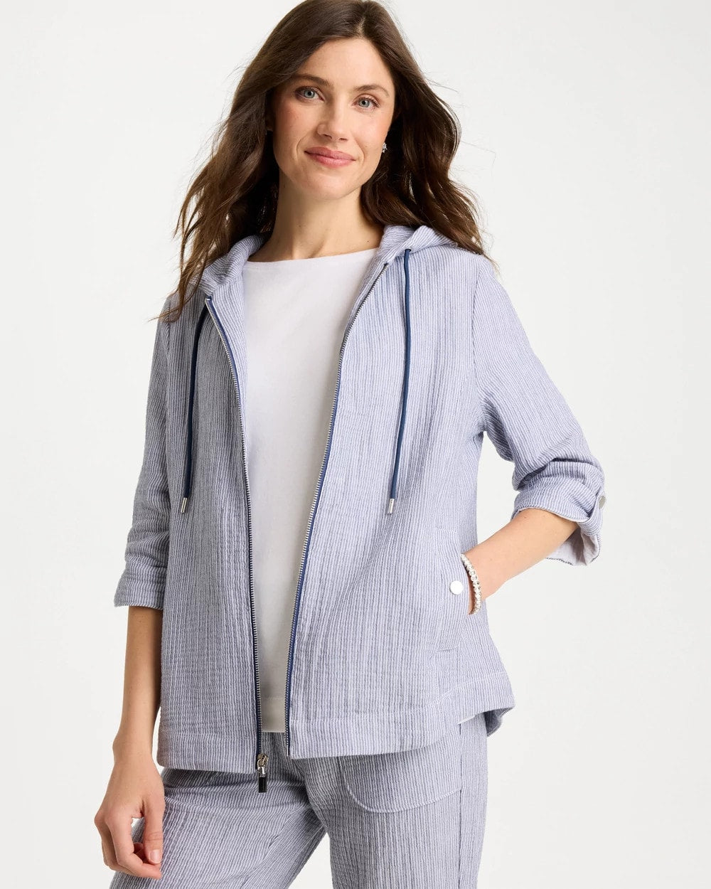 Blue Zenergy® Striped Gauze Jacket
