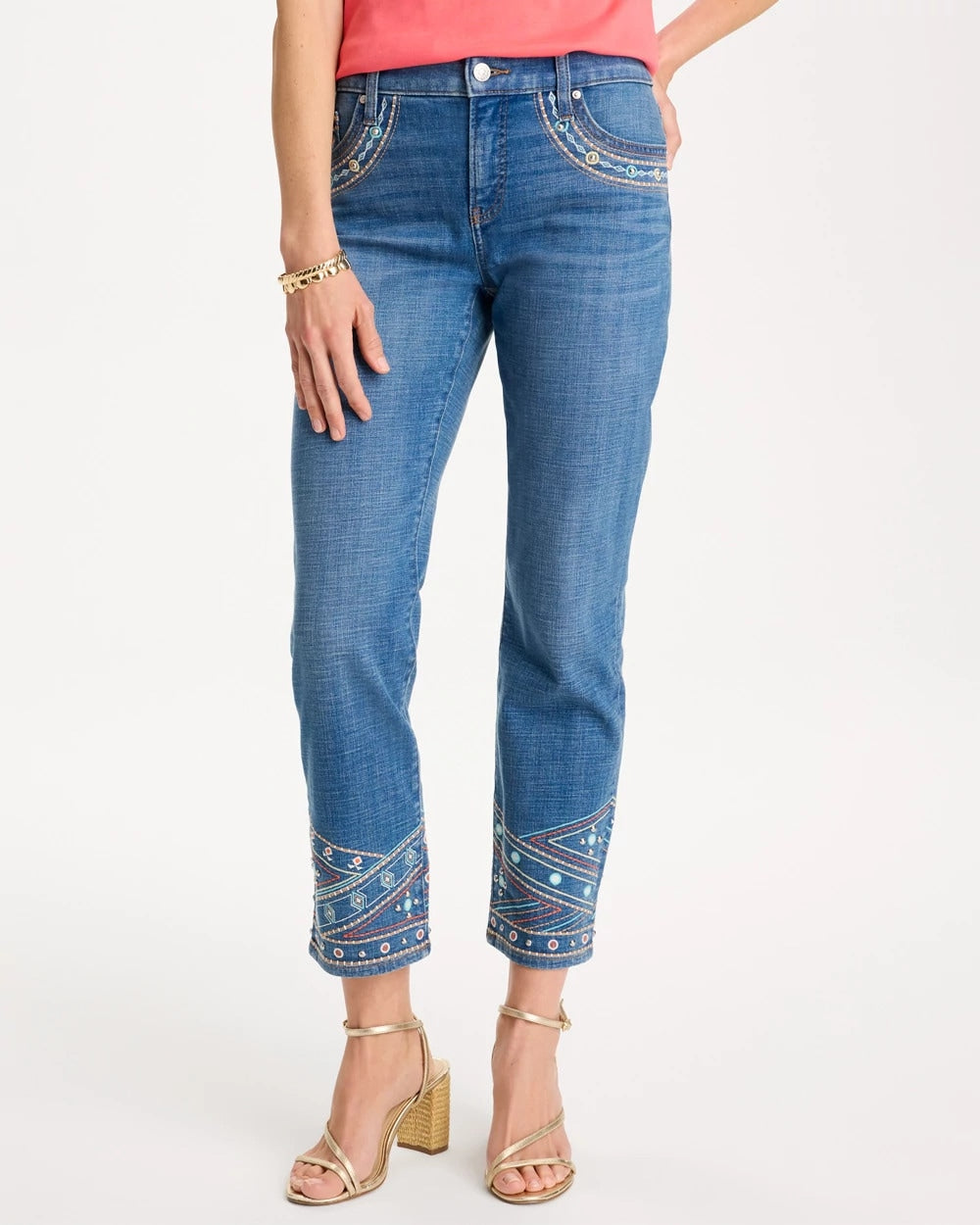Freya Indigo Girlfriend Slim Embellished Crop Jeans