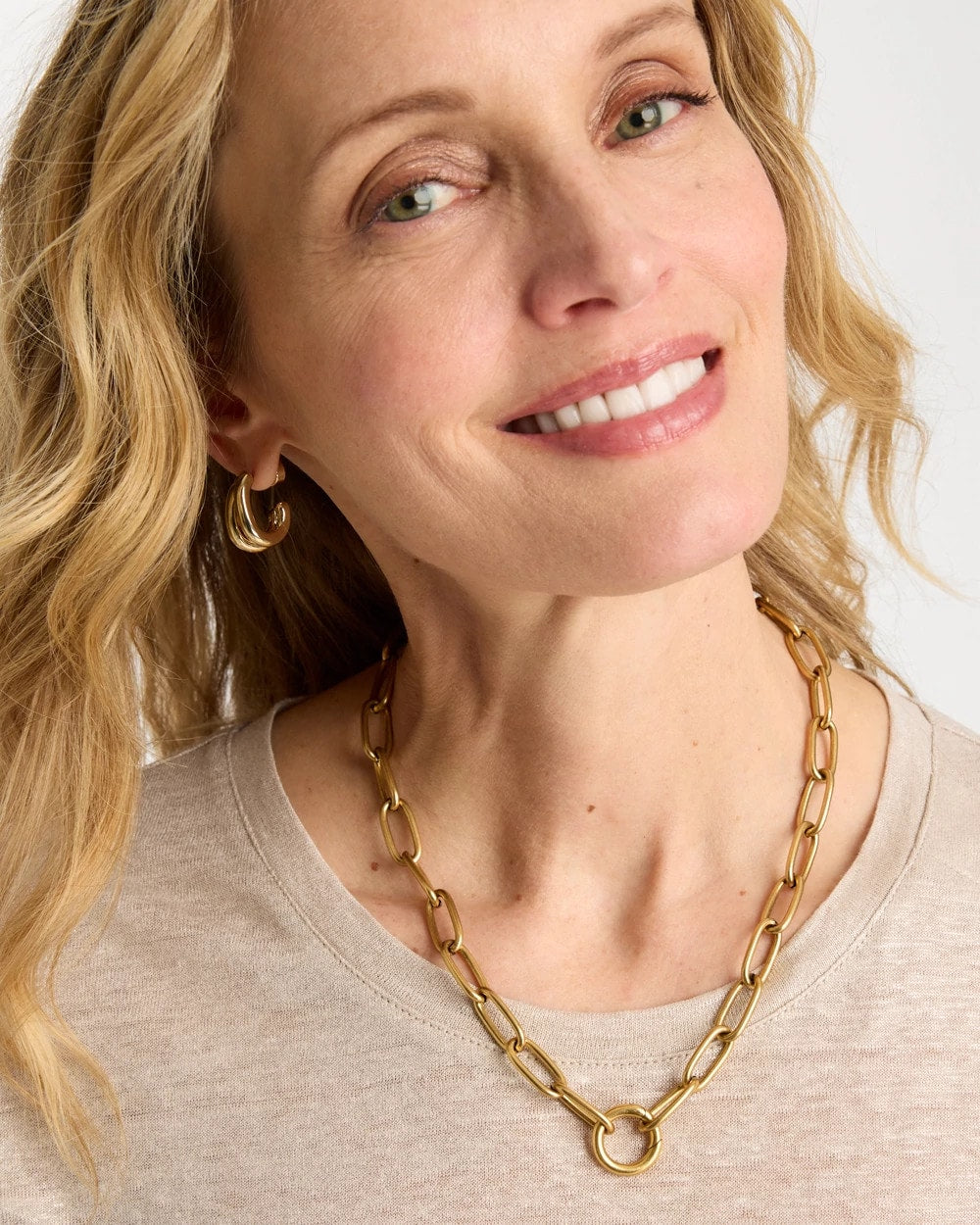 Gold Golden Charm Link Necklace