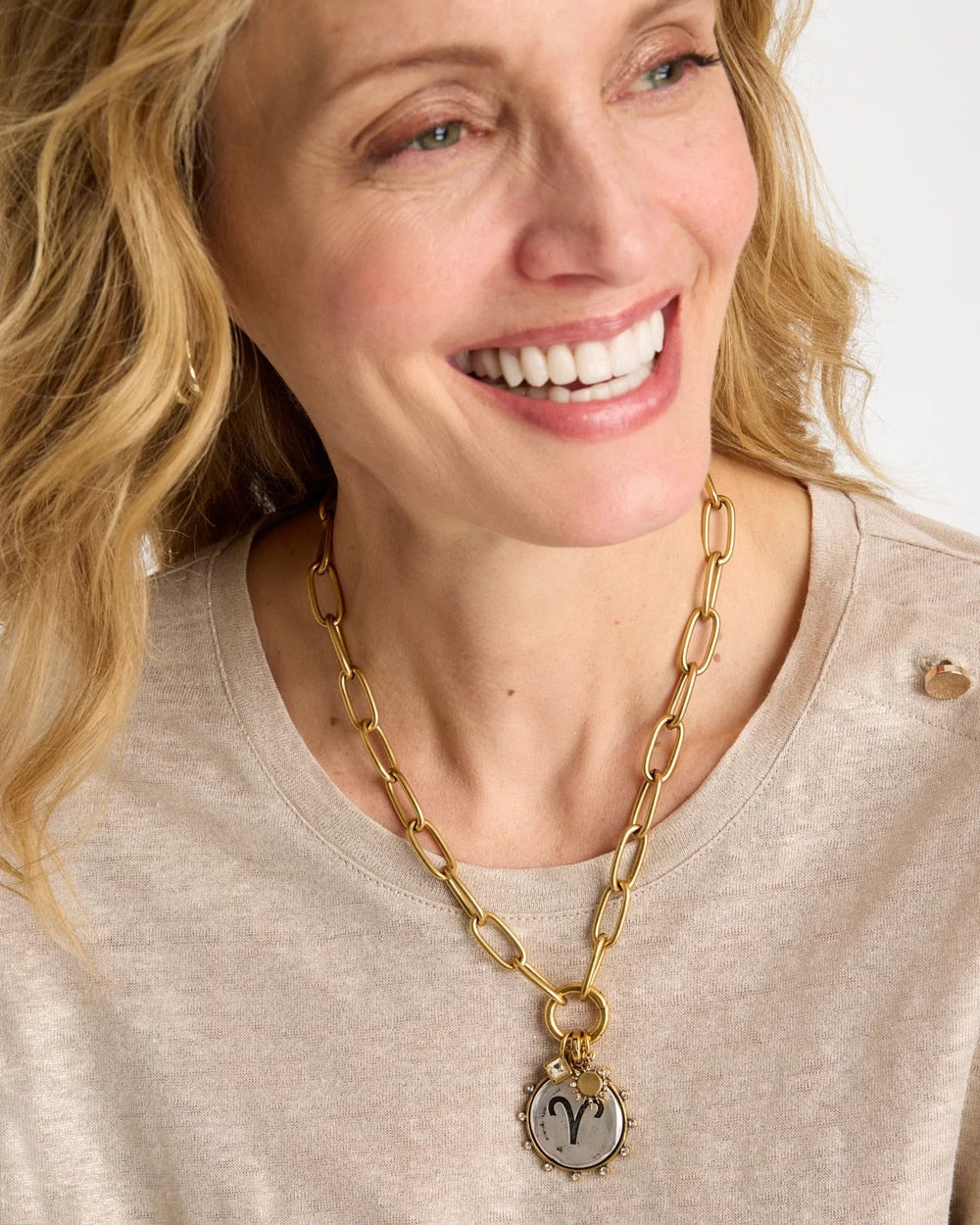 Gold Golden Charm Link Necklace