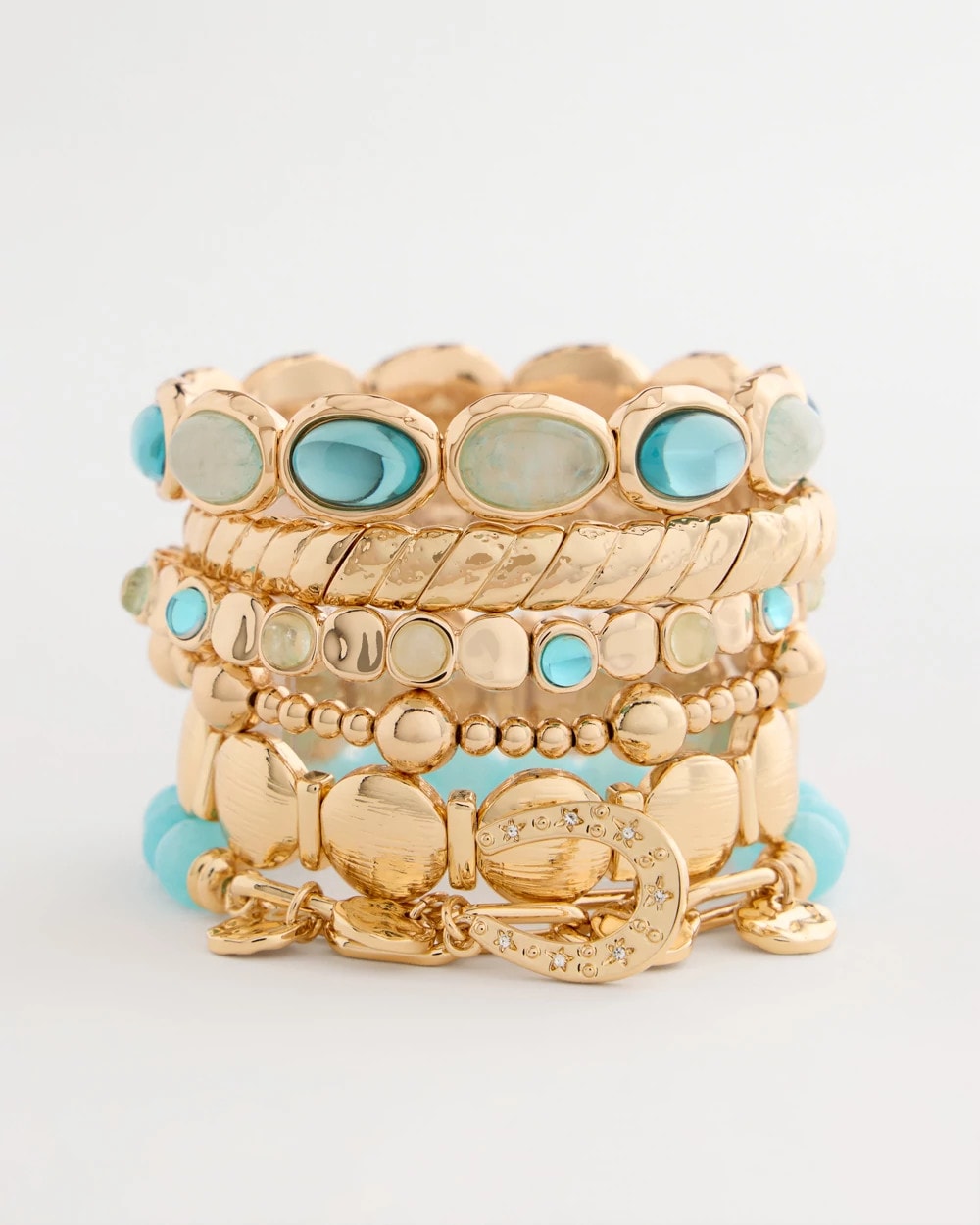 Light Blue Quartz Stone Large Stretch Bracelet