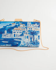Blue Embellished Scenic Clutch