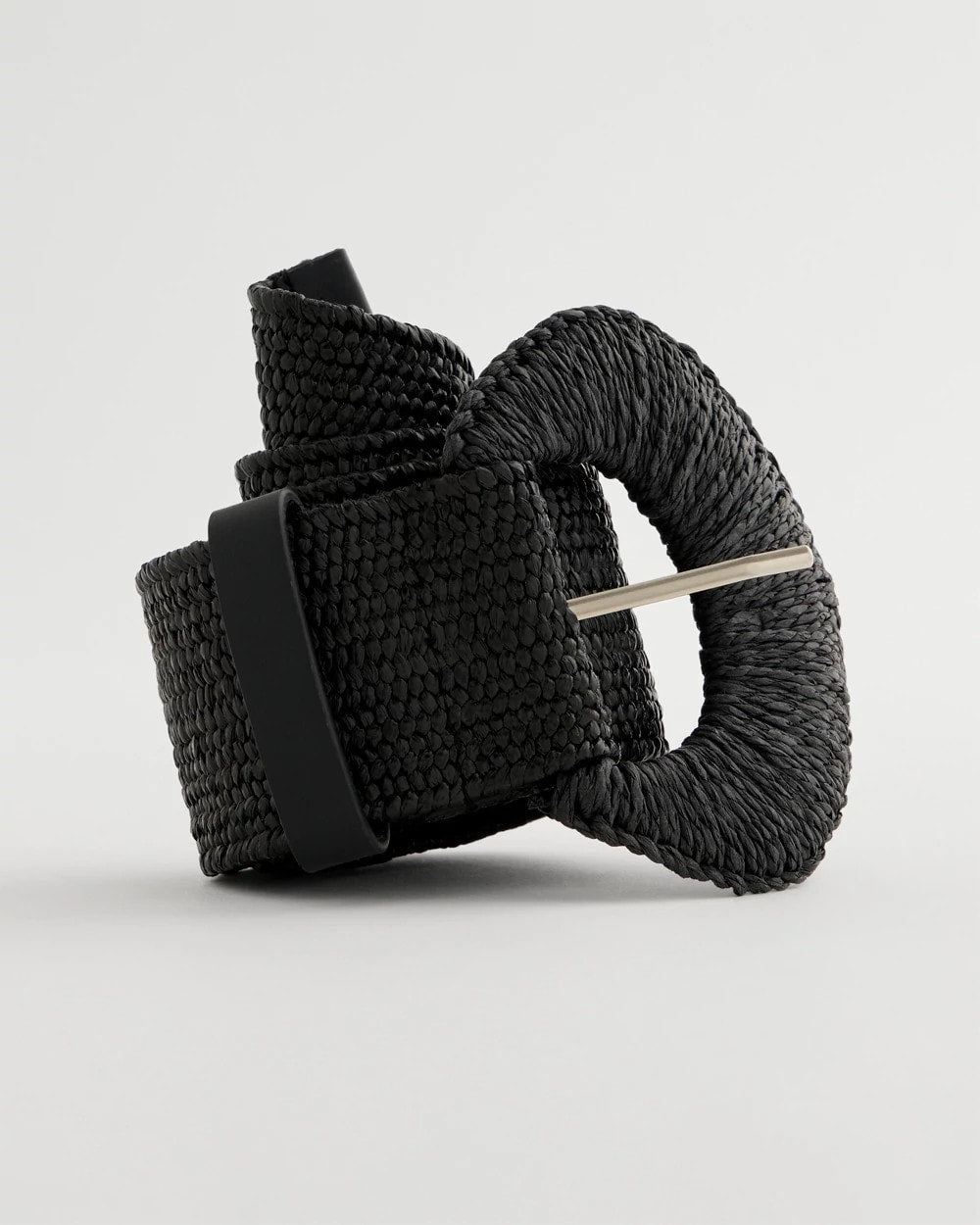 Black Raffia Wrapped Stretch Belt