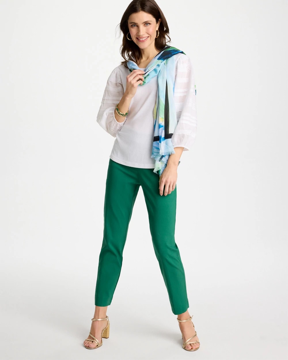 Hunter Green Brigitte™ Slim Pull-On Ankle Pants