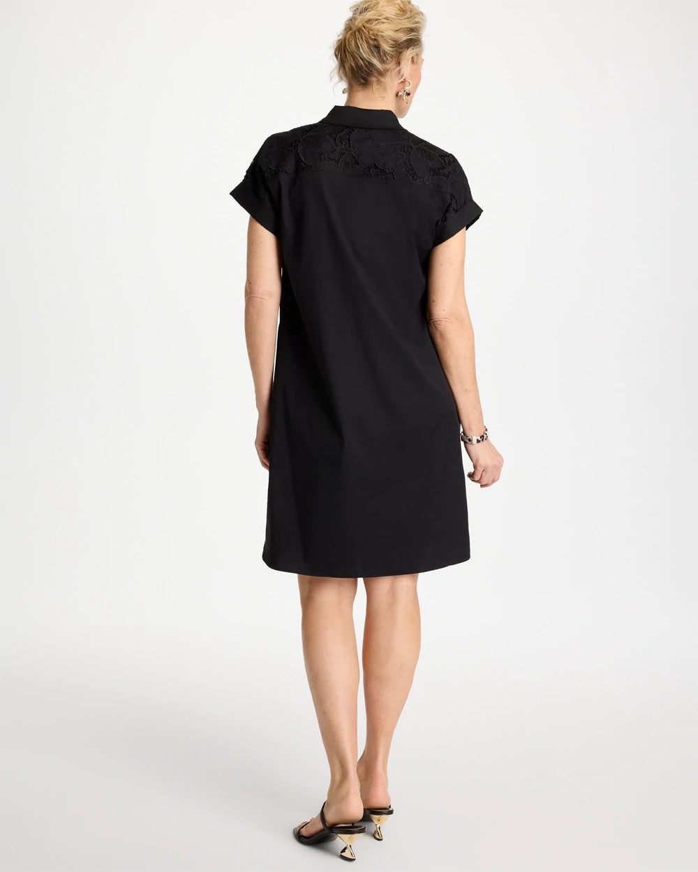 Black Popover Embroidered Poplin Dress