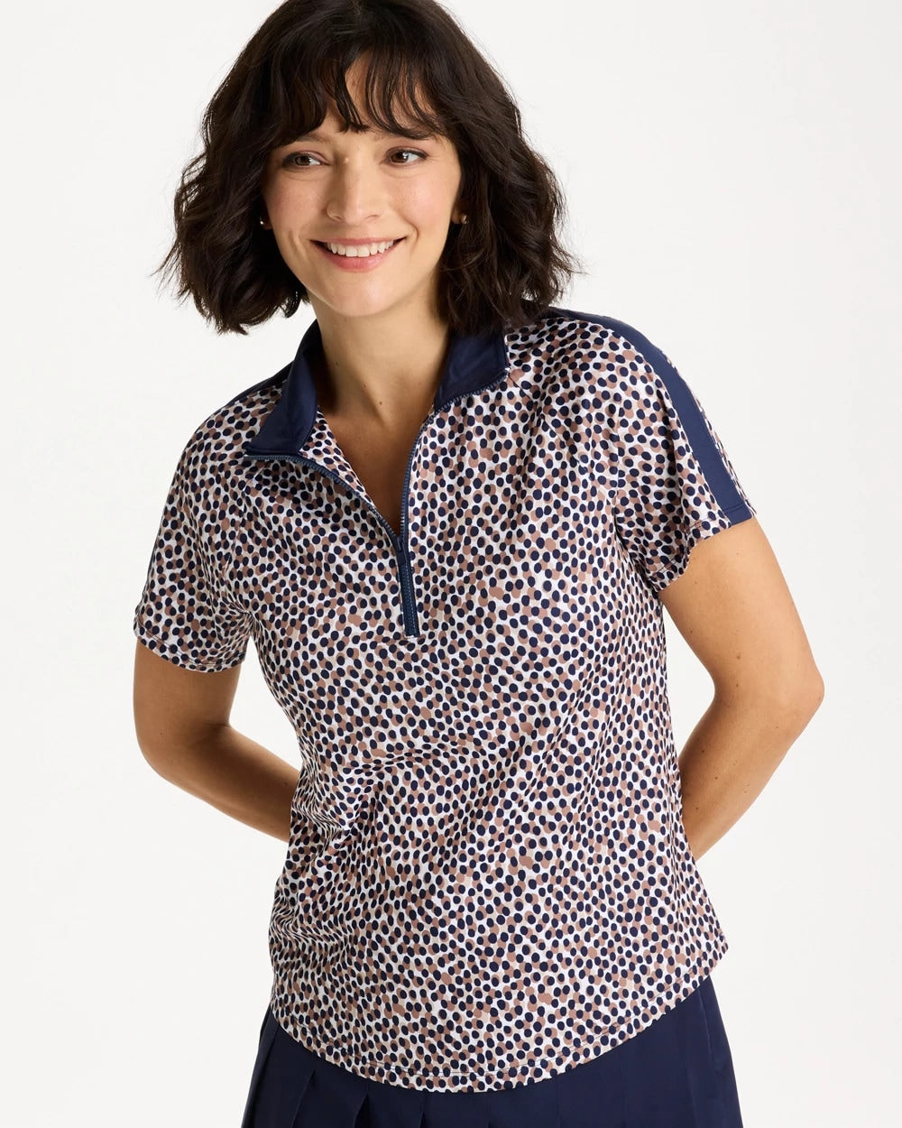 Passport Blue Zenergy® UPF Contrast Dot Half Zip Polo