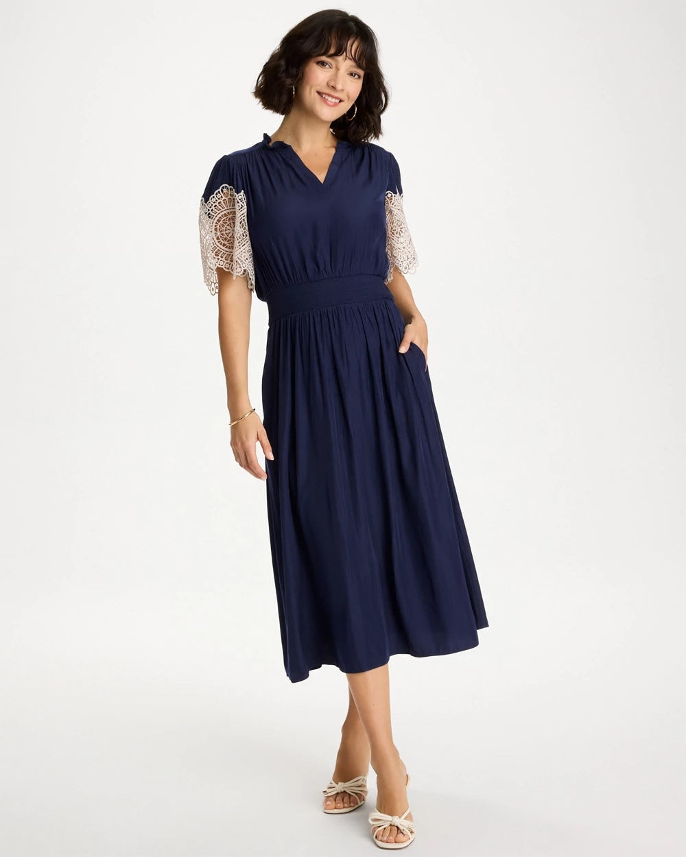 Passport Blue Sea Island Crinkled Midi Dress