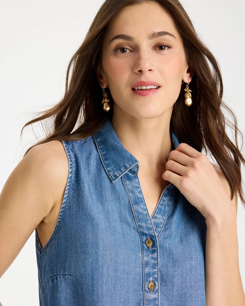Burano Indigo Tencel Denim Sleeveless Shirt
