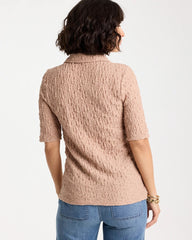Mocha Mousse Textured Camp Tee